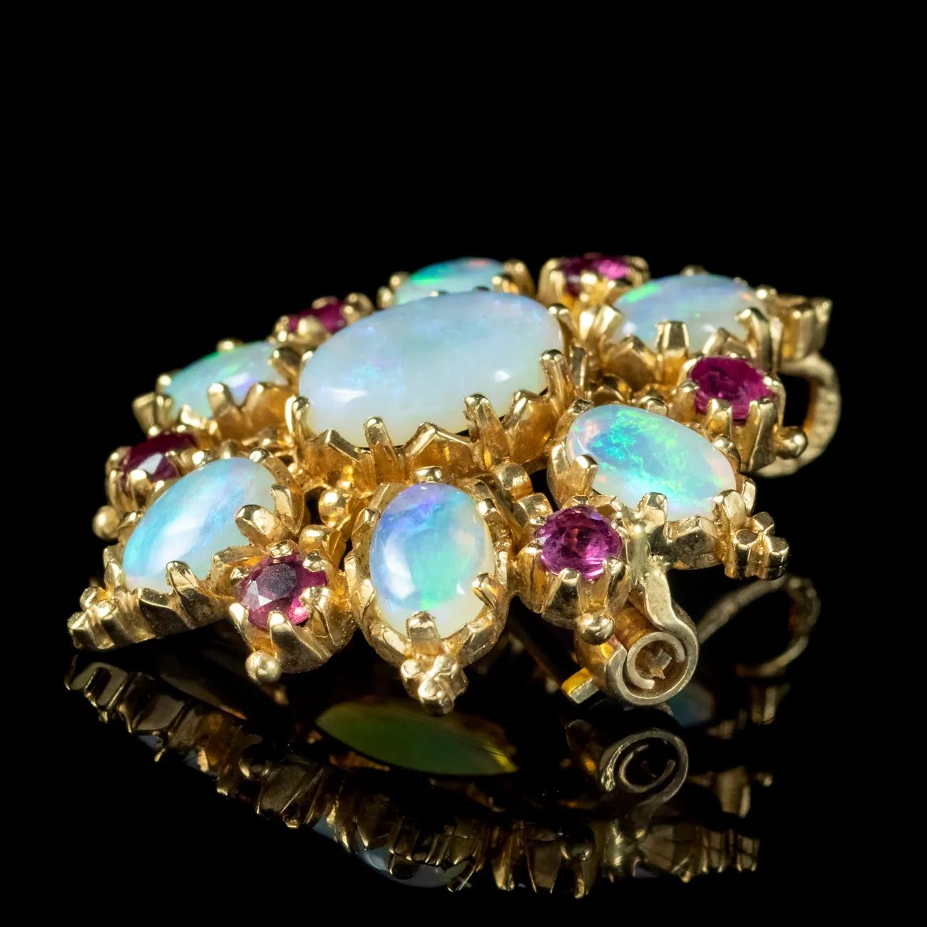 Vintage Opal Ruby Star Pendant 9ct Gold 5ct Of Opal Circa 1970
