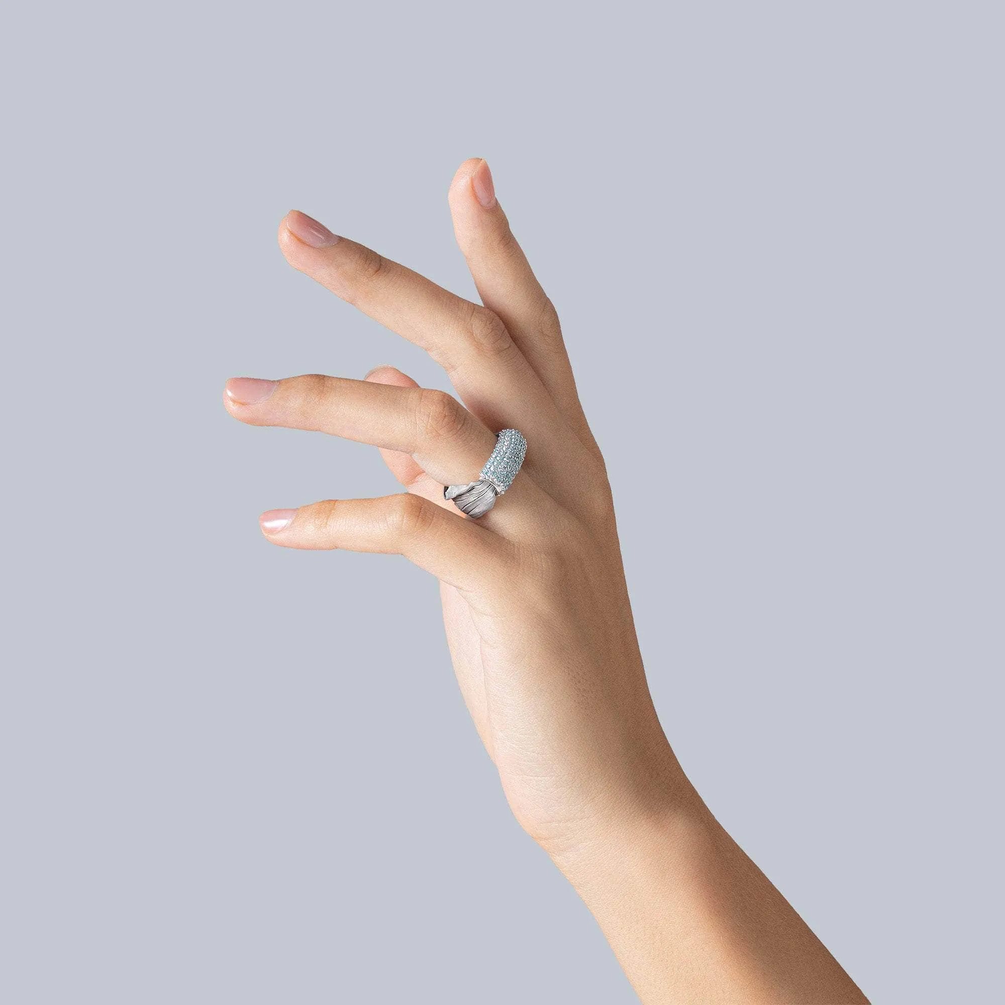 Wavelex Swiss Blue Topaz Ring (White Rhodium)