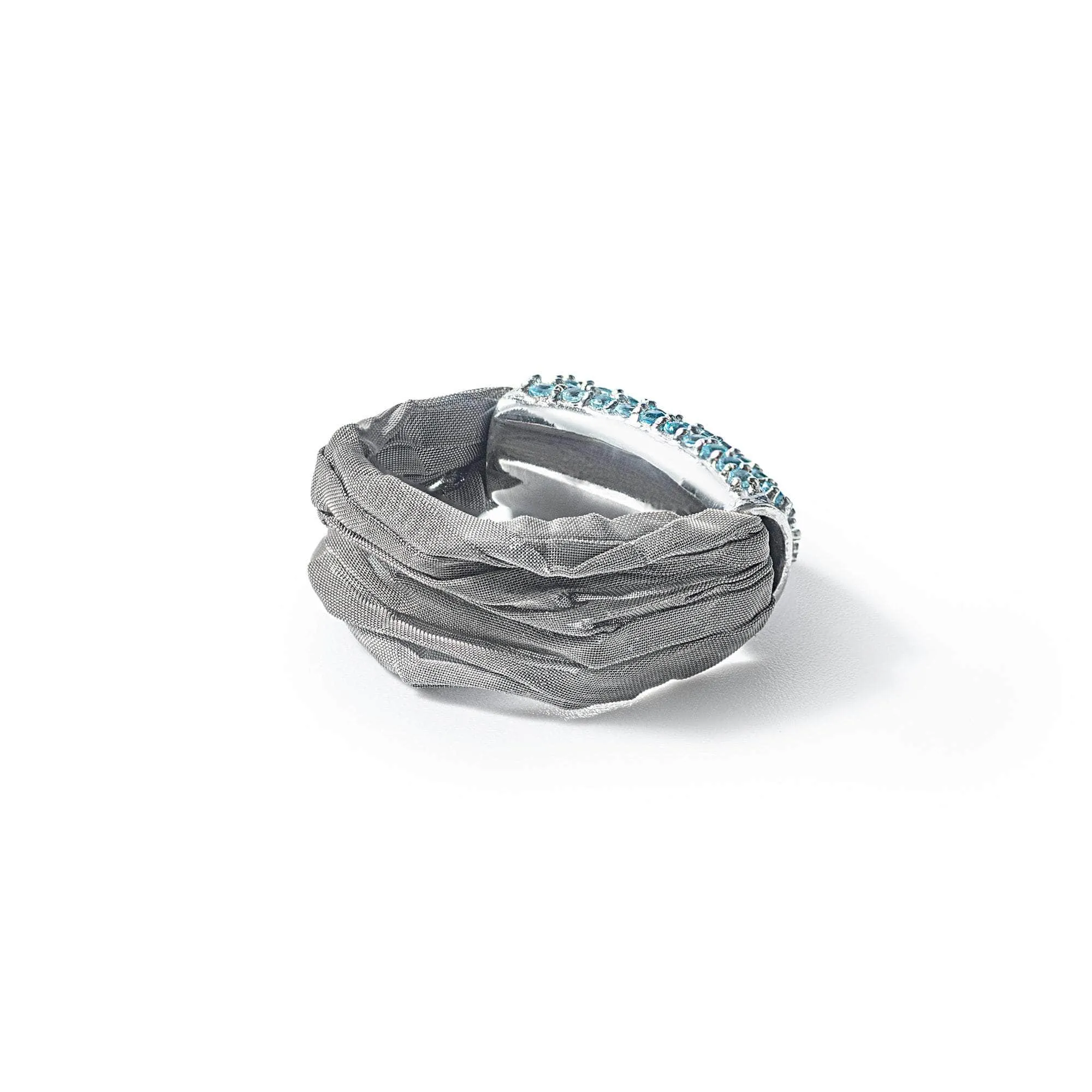 Wavelex Swiss Blue Topaz Ring (White Rhodium)