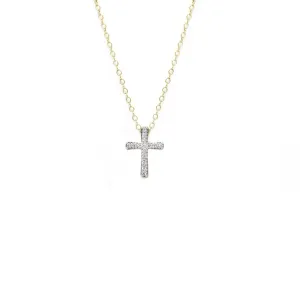 Y/G Diamond Cross Pendant 9ct