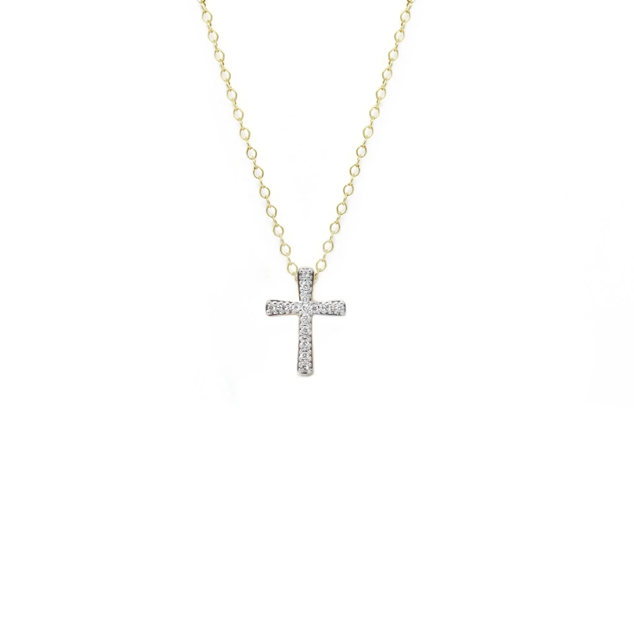 Y/G Diamond Cross Pendant 9ct